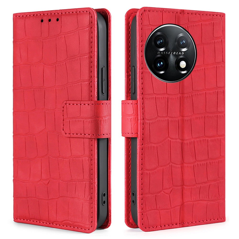 Skin-friendly Phone Case For OnePlus 11 5G Wallet Stand Crocodile Texture PU Leather TPU Anti-fall Cell Phone Cover Skin-friendly Phone Case For OnePlus 11 5G Wallet Stand Crocodile Texture PU Leather TPU Anti-fall Cell Phone Cover